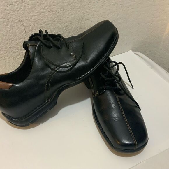 Cole Haan Black Leather Zeno Lace Up Mens Oxford Loafer Dress Shoes